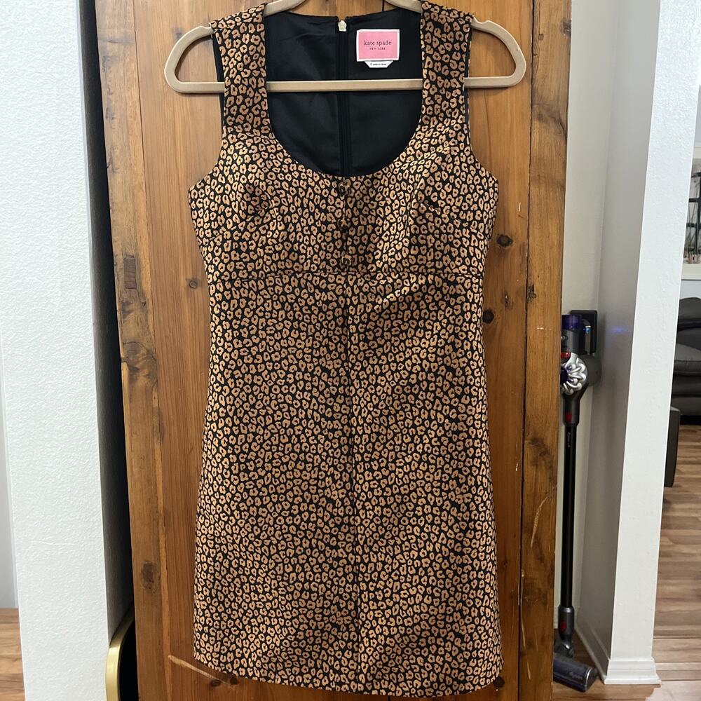 KATE SPADE Flora Leopard Jacquard Sleeveless Dress SZ 2